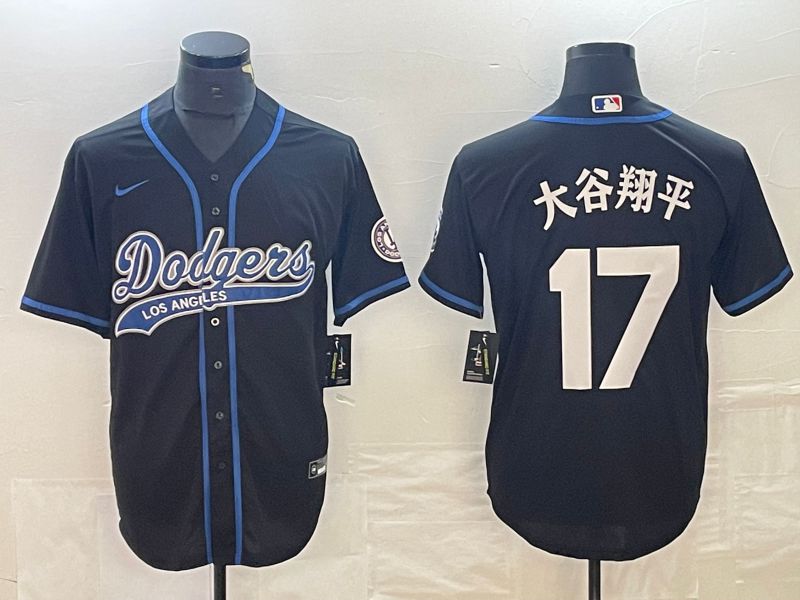Men Los Angeles Dodgers 17 Ohtani Black Nike Game MLB Jersey style 10